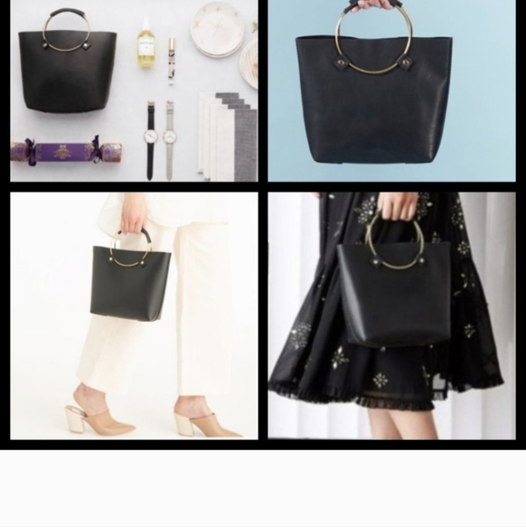 Tribe Alive Lux Black Leather Brass Handle Purse - Picture 2 of 6